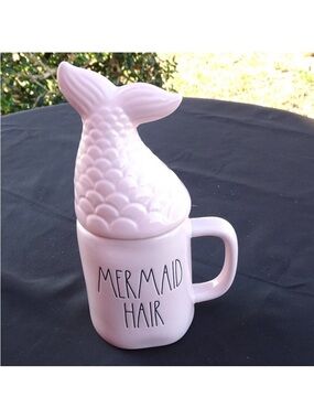 Rae Dunn Pink 'Mermaid Hair' Mug with Mermaid Tail Lid